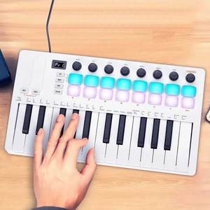 Bán buôn xách tay 25 Key USB midi bàn phím điều khiển với 16 Backlit Pads 8 knobs cho âm nhạc sản xuất mát trắng - Product Image 2