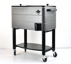 80qt Patio gỗ hạt mát giỏ hàng với bánh xe cán mát đồ uống giỏ hàng Băng bia mát sản xuất - Product Image 6