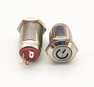 Potenza <span class=keywords><strong>mark</strong></span> 12 millimetri 4pin momentaneo Blocco 12V IP67 rosso blu verde giallo interruttore di pulsante del metallo
