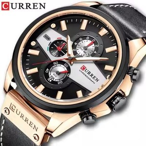 CURREN 8394 Herrenuhren Mode Freizeitquarz Sport-Armbanduhren Blaue Uhr Herrenchronograph Lederuhr Relogio Masculino - Product Image 1