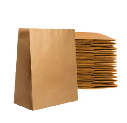 100% Gerecycleerde Composteerbare Materialen Grote Papieren Kruidenier Kraftpapier Zakken Voedsel Papieren Zakken