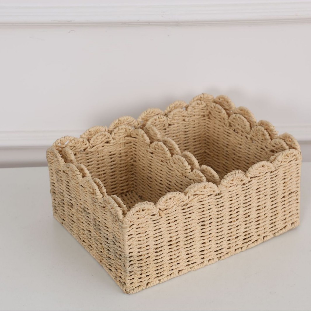 Beige storage basket three-piece set