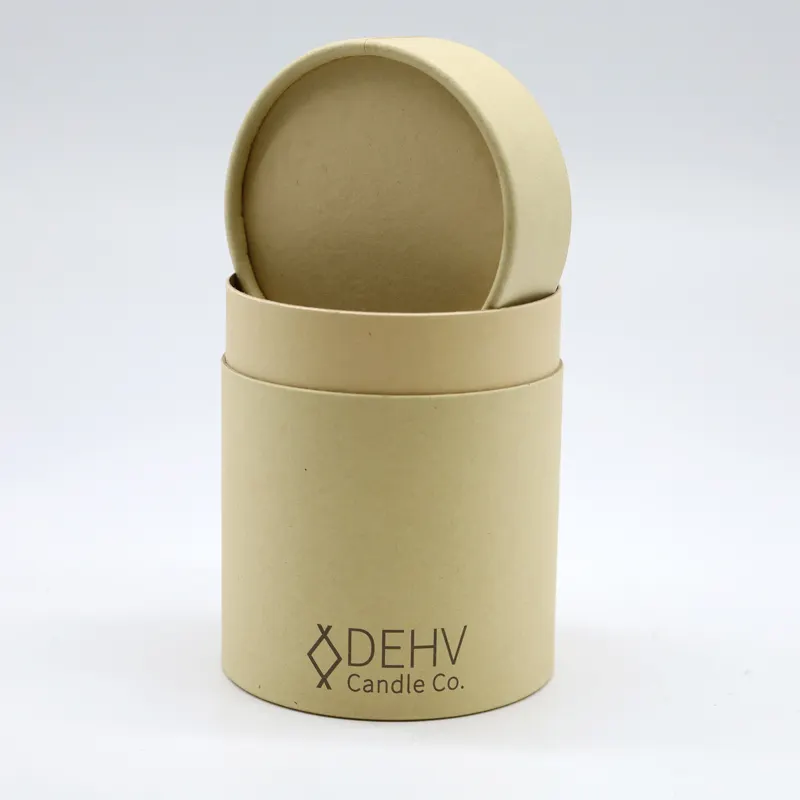 Экологичная цилиндрическая круглая переработанная картонная трубка из крафт-бумаги, упаковочная коробка для косметических свечей, подарок