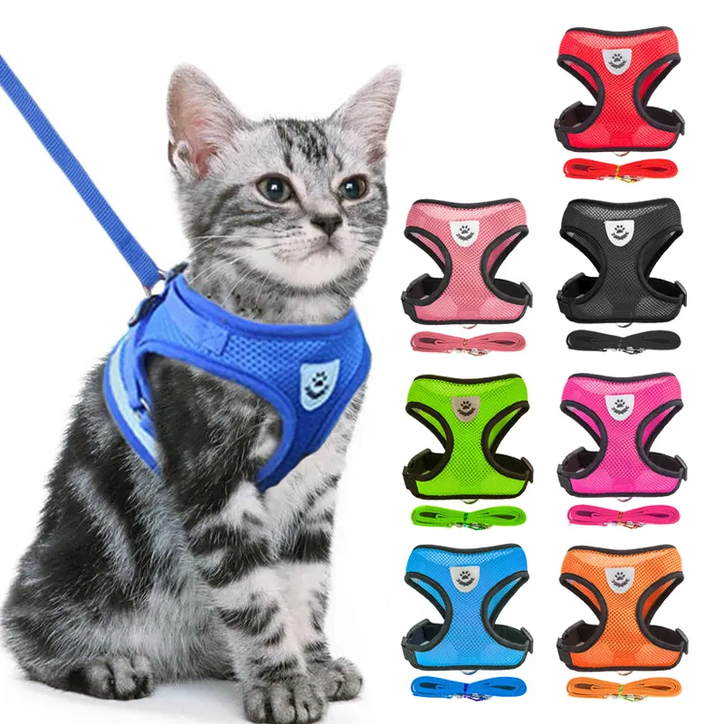 Imbracatura per cani e gatti gilet regolabile guinzaglio da passeggio per cani di design per cuccioli collare per cani imbracatura in rete di poliestere per cani di taglia piccola e media