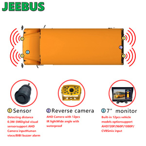 JEEBUS Parktronic 4pcs停车传感器7英寸监控系统，带校车倒车倒车摄像头 - Product Image 5