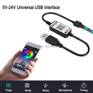 DC 5V-24V RGB светодиодный контроллер приложение RGB музыкальный контроллер для светодиодной полосы 5050 4-контактный мини-USB контроллер - Product Image 2