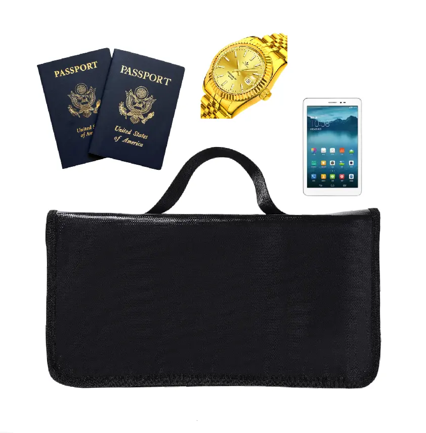 Zippered Fireproof Jewelry and Passport Case Protect Valuables High Temperature Resistant Flame Retardant Security Products