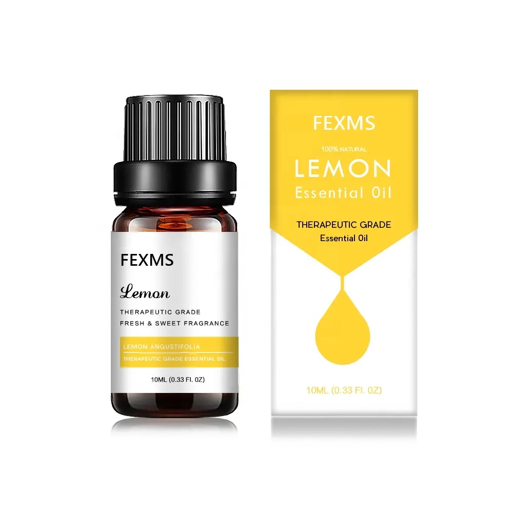 FEXMS olio essenziale di limone 10ml pianta naturale olio di limone puro al 100% per massaggio SPA cura della pelle grado terapeutico