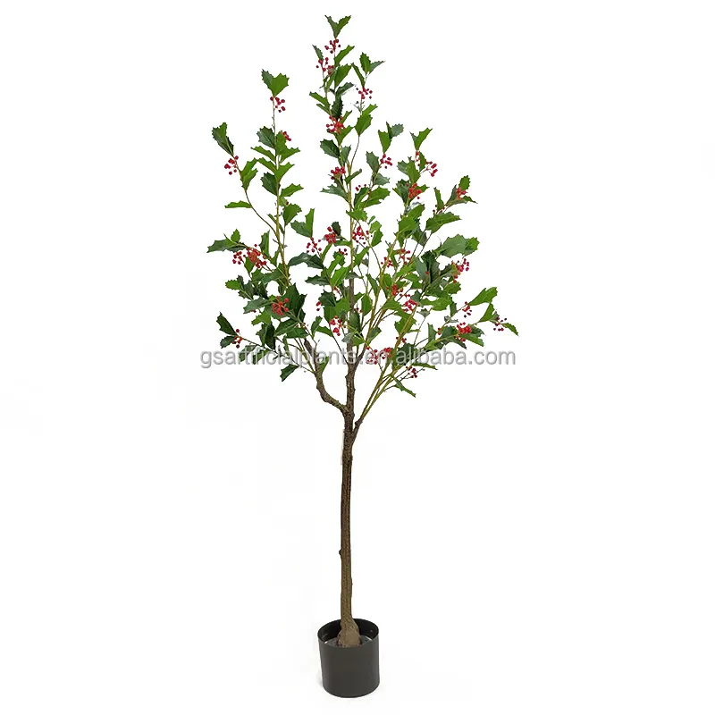 Árvore de natal para decoração, decoração moderna de natal, 155cm, plantas artificiais, pequenas, bercas vermelhas, faux, para cafeteira, escritório, decoração de mesa