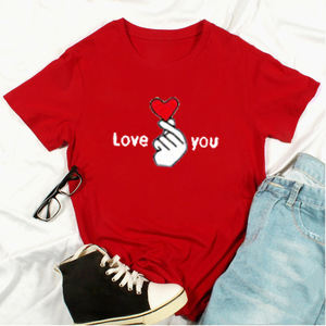 Lovers T-shirt with Short Sleeves and O-<strong>Neck</strong> Printed <strong>Love</strong> You for Valentine Day Cozy Tops <strong>High</strong> Quality Cotton Couple Clothes