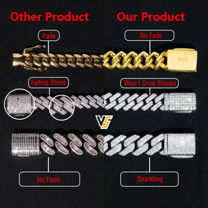 10K altın mozanit küba zincir Hip Hop özel düz buzlu Out 16MM düz zincir küba Link zinciri - Product Image 5