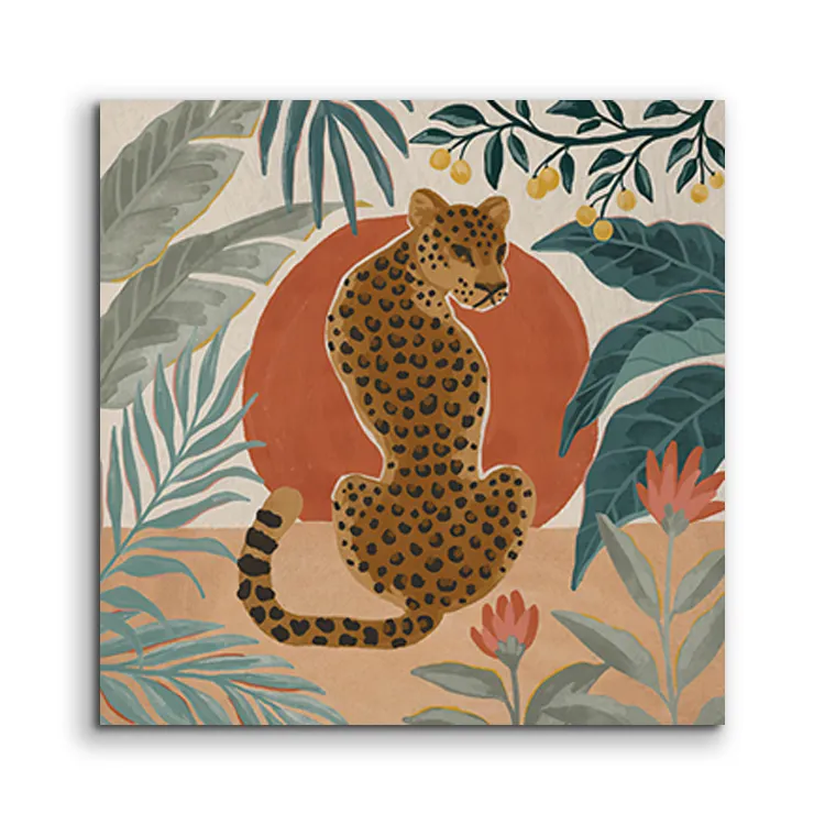 Art poster painting leopard animal picture printed canvas painting set landscape paintings without frame