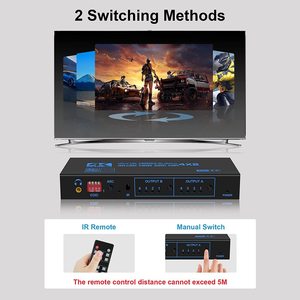 4K <strong>HDMI</strong> <strong>Matrix</strong> 4x2 <strong>4</strong> in <strong>2</strong> Out HDMI2.0 Audio Extractor Switch Splitter with Optical Toslink SPDIF+Coaxial+3.5mm ARC Audio - Product Image 6