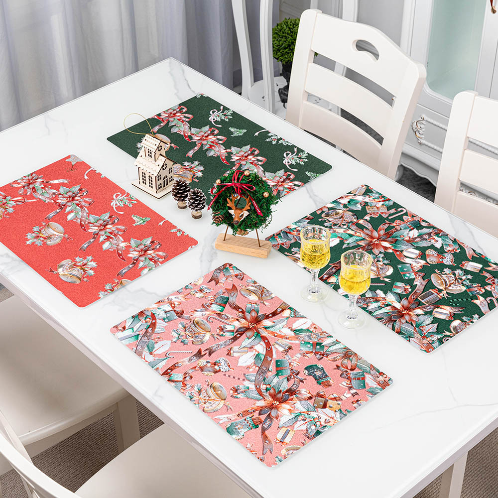 IUIU 45*30cm 6 pcs Set PVC American European Western Stylish Christmas Xmas Dining Placemats for Table