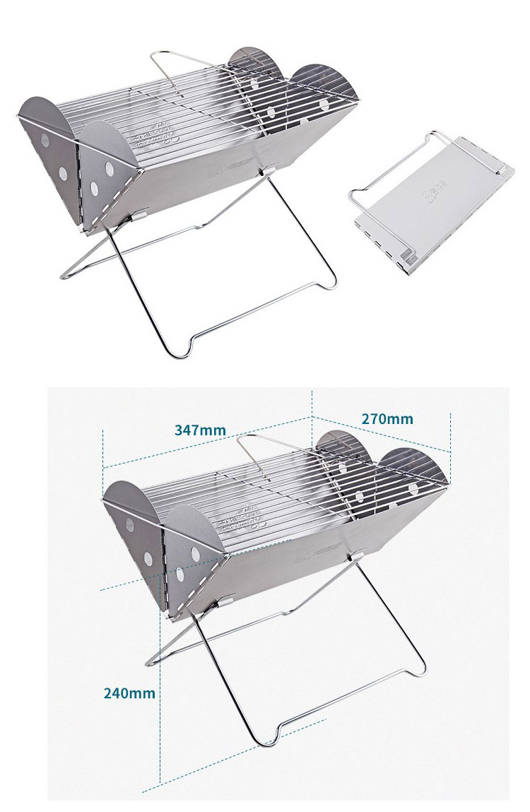 Outdoor camping stainless steel grill wood stove X folding portable BBQ grill