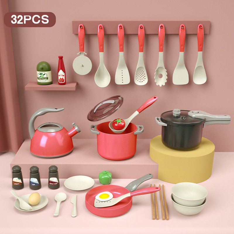 Ensemble de jouets de cuisine 32 pièces (rouge)