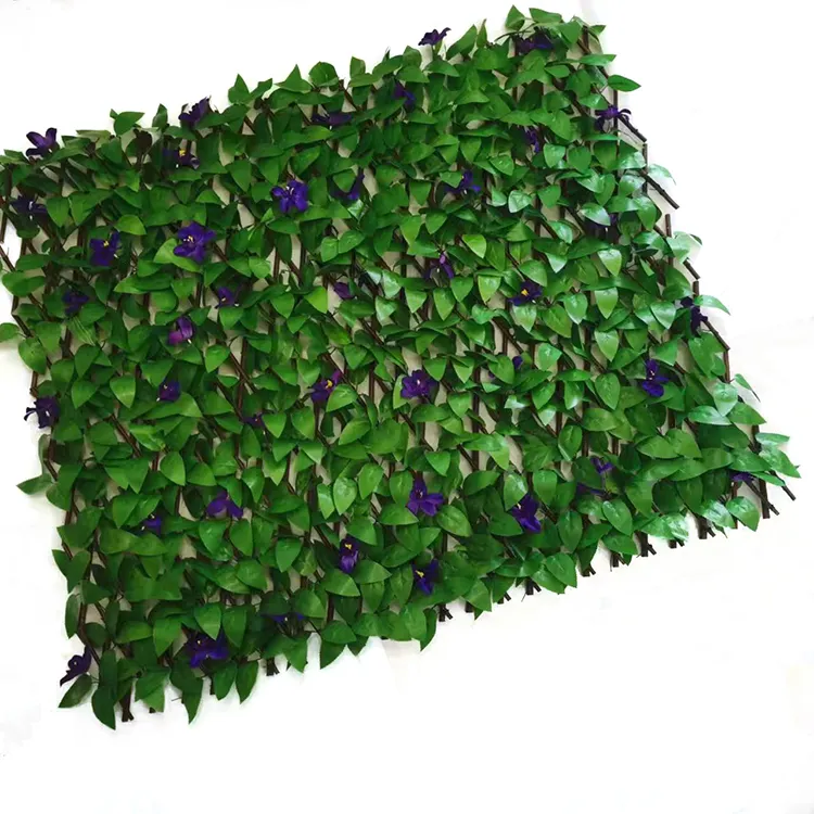Indoor Outdoor Kunststoff vertikale Gartenachzäunung künstliche Pflanzen grünes Gras Zaun Wandpaneele Blumen Kulisse Dekor