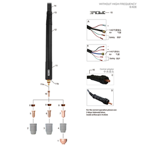 RHK TECH Antorcha PTM100 100Amp数控等离子割炬中央适配器6M/12m等离子机割炬焊炬 - Product Image 4