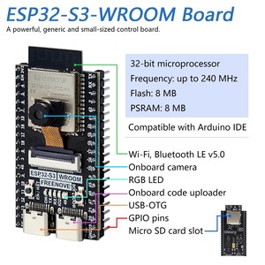 Powerful <strong>ESP32</strong>-S3 WROOM N16R8 CAM Development Board - <strong>WiFi</strong> + Bluetooth <strong>Module</strong> With OV2640 / OV5640 Camera Dual TYPE-C Interface - Product Image 2