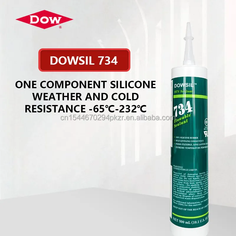 Dowsil 734 300ml transparente resistente al calor impermeable Super pegamento flourabe sellador dowsil sellador de silicona para sellar la Unión