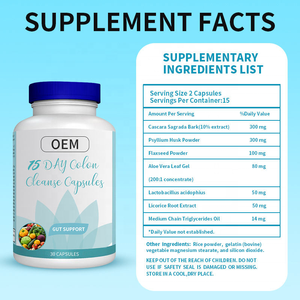 Benutzer definierte natürliche 15 Tage Colon Cleanse Hartge latin kapseln 30-zählige Kräuter ergänzungen für Darm unterstützung - Product Image 5