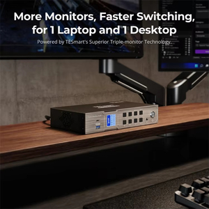 TESmart USB-C MST EDID KVM交换机，用于2端口PCs以太网3监视器2台计算机HDMI + 显示端口4K 60hz坞站 - Product Image 6