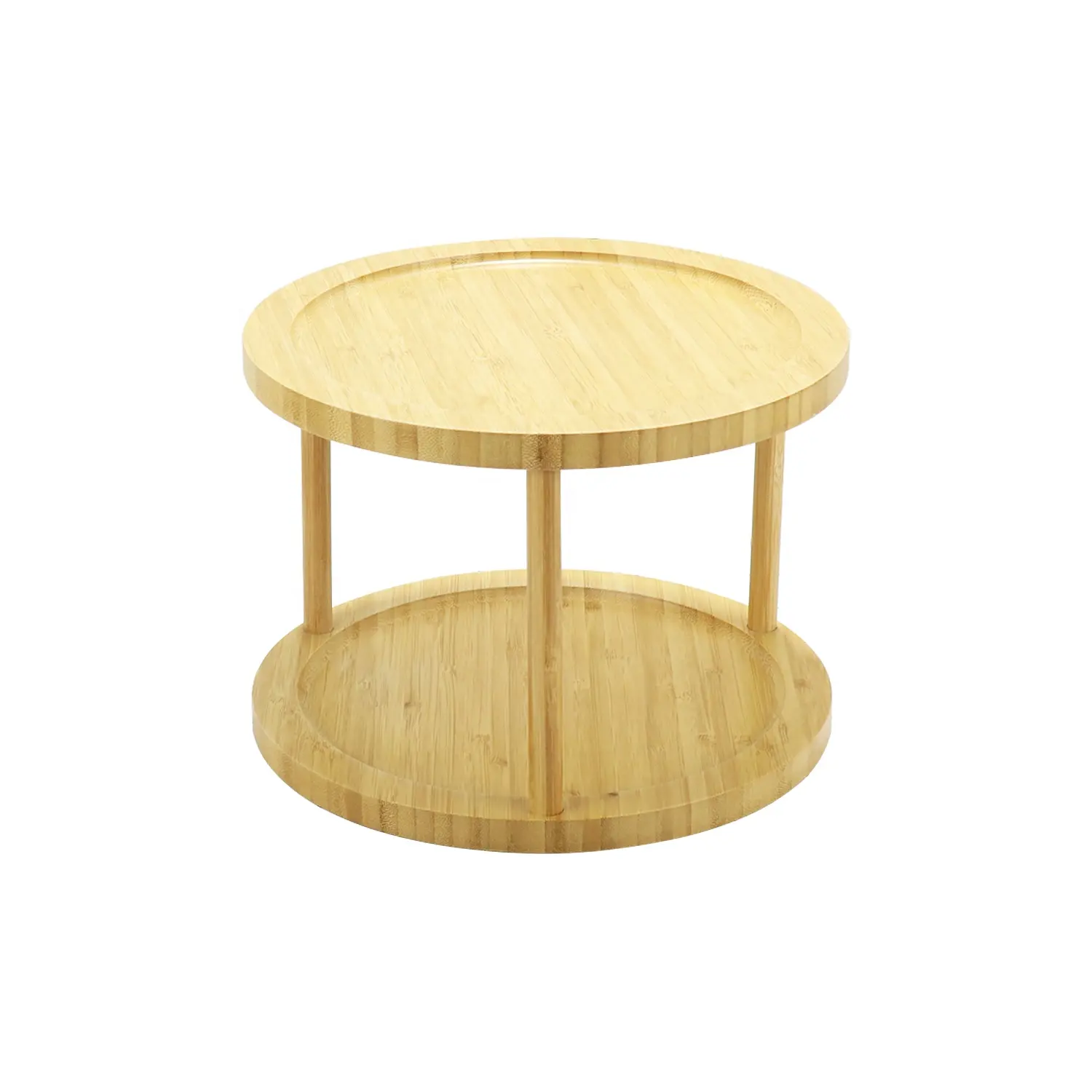 Bamboo double layer cake stand Hotel kitchen can rotate condiment storage rack afternoon tea heart fruit tray