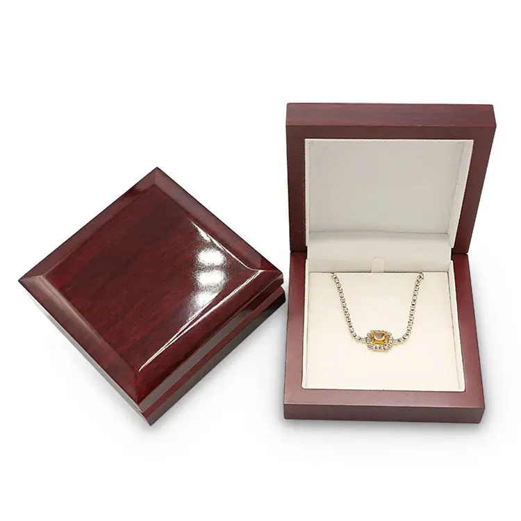 Portagioie in legno personalizzato all'ingrosso con luce a LED per orecchini collana braccialetto gioielli orologio stoccaggio imballaggio scatole di legno