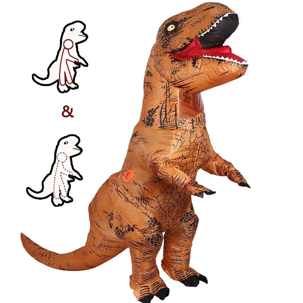 Il vestito gonfiabile adulto di grandi dimensioni gonfiabile adulto di tema giurassico di Halloween gonfia il Costume T-REX del dinosauro per gli uomini