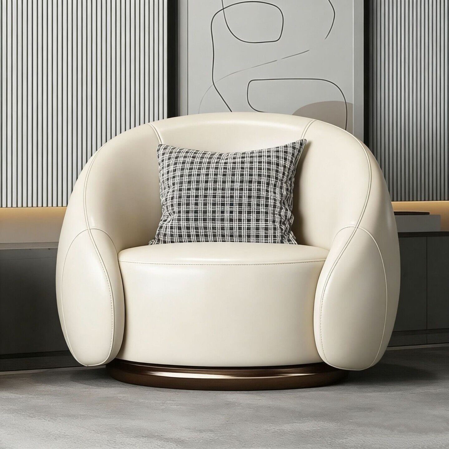 Single chair (cat scratch leather, off-white)