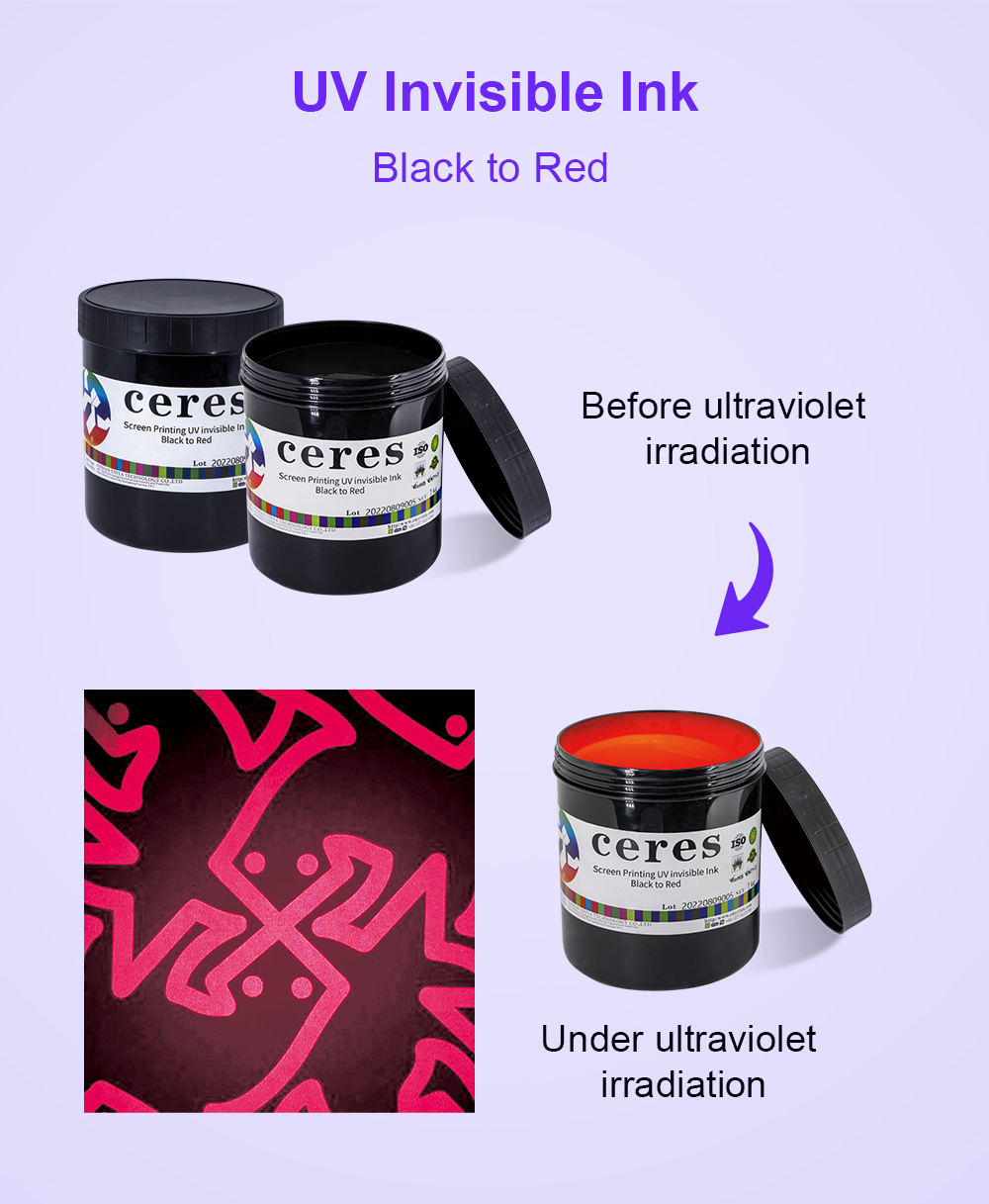 High quality Screen  UV invisible ink for Screen  printing, color green Nature Dry