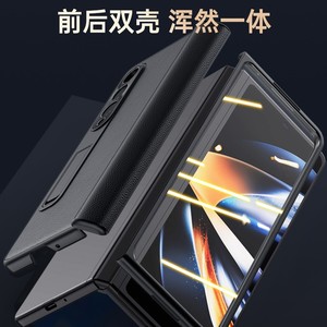 Samsung Z Fold 6 telefon kılıfı hakiki deri menteşe ve temperli cam ile koruma kapağı Samsung Z Fold 5 4 3 için uygun