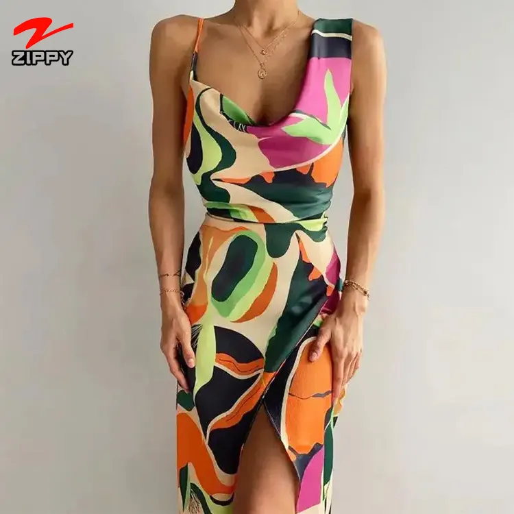 Vestido de algodón con estampado floral para mujer, minivestido de noche para graduación, 2022