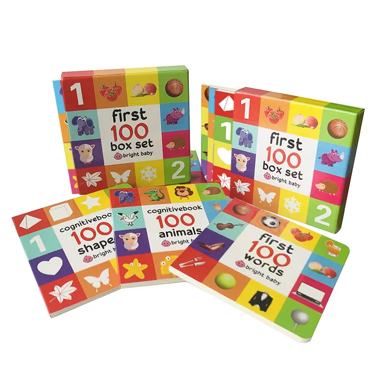 مخصص عالية الجودة الطفل الاطفال تعلم اللغة الإنجليزية الأولى 100 كلمة كتاب كرتوني للأطلفال مجموعة الطباعة