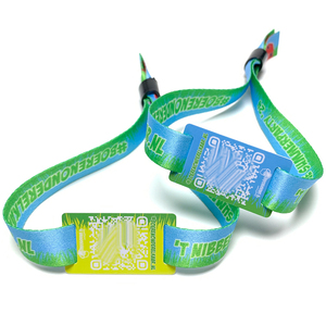 Custom <strong>Qr</strong> Code Woven Cloth Fabric Event Wristband Smart RFID <strong>Band</strong> Adjustable Passive RFID Nfc Wristband
