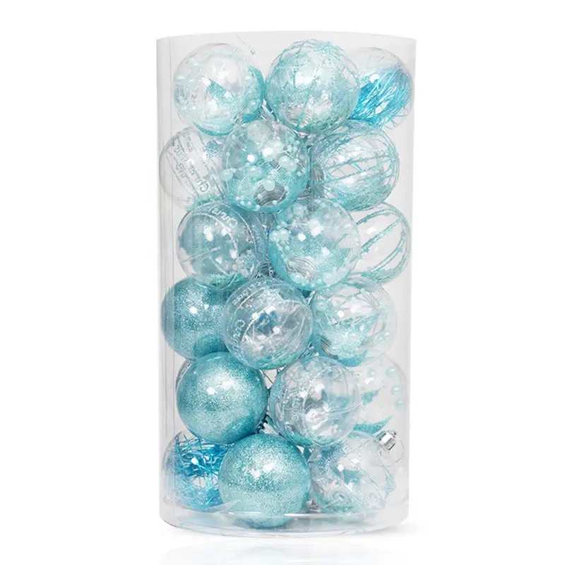 Decorazioni natalizie in plastica con sfera di natale blu trasparente decorazioni natalizie divertenti 2024 ornamenti natalizi