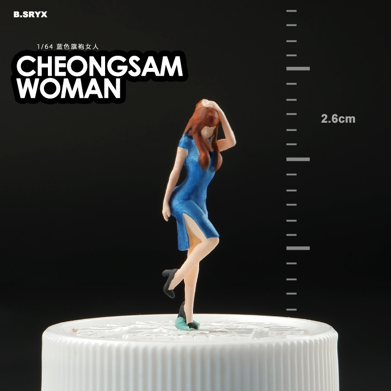 Cheongsam woman - blue