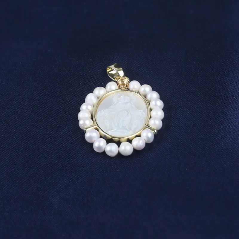 Colgante de perla Mabe de diseño de moda Colgante de perla blanca de agua dulce natural para damas