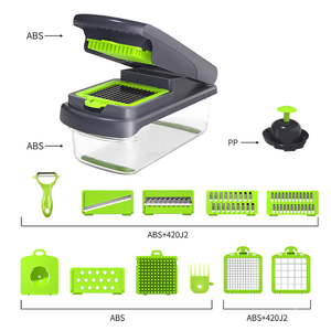 Toptan 14in1 İşlevli plastik meyve patates dilimleme manuel Dicer soğan sebze doğrayıcı kesici - Product Image 4