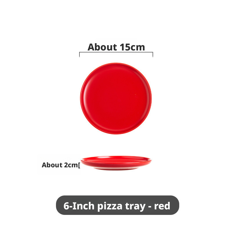 Plateau à pizza rond rouge mat de 6 pouces, petit