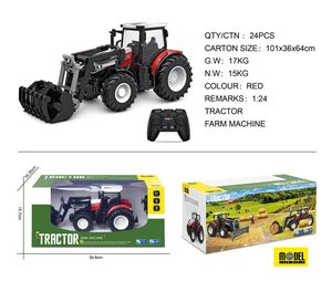 Plastik küçük RC traktör 2.4G 6 kanal 1/24 ölçekli elektrikli ışık pencere kutusu ölçekli Model araba 1:24 Set kedi yükleyici Rc 1:24 CN;GUA - Product Image 2
