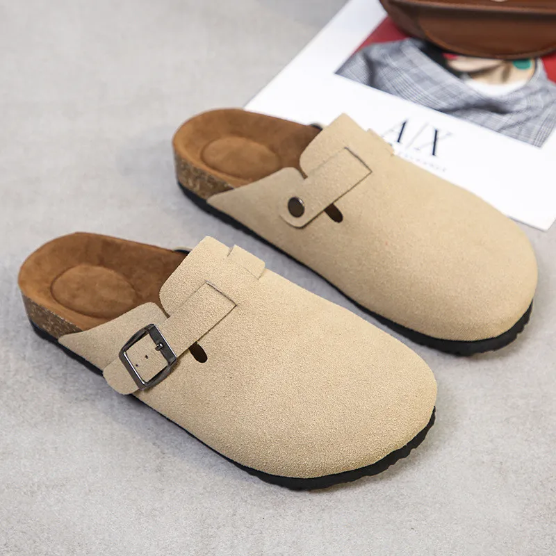 New Summer Cork Sole Shoes Women Fashon Beach Cork Slippers Men Casual Slides