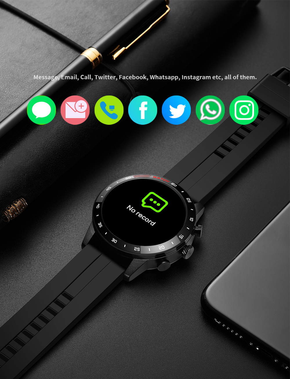 CURREN – montre étanche pour hommes, moniteur de fréquence cardiaque, moniteur de Fitness, montre numérique sport, lecture de musique, écran HD pour Android IOS