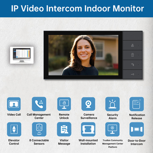 Trudian 7 Inch Touch Screen <strong>Video</strong> Interphone Indoor Monitor Remote Unlocking <strong>TCP</strong>/IP <strong>Video</strong> <strong>Intercom</strong> <strong>System</strong> for Multiple Apartment