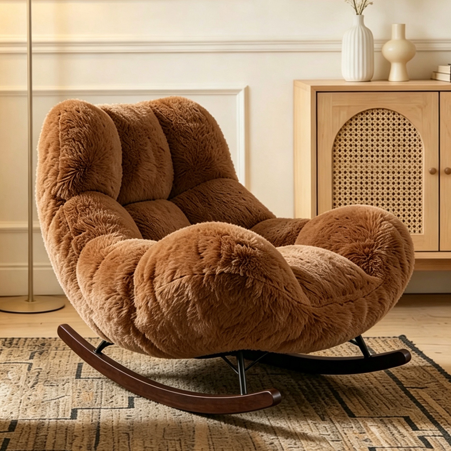 Fausse fourrure de lapin marron foncé