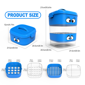 Contenedor de almacenamiento apilable con caja de almacenamiento organizadora de bloques de construcción de 4 capas asa de transporte para 3 bloques clasificadores de diferentes tamaños - Product Image 3