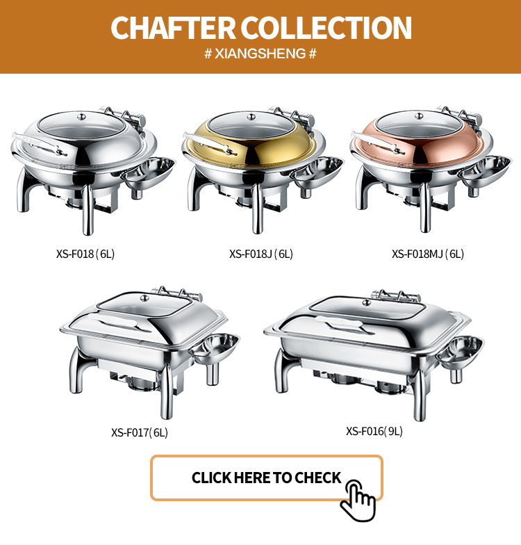 Glass chafing dish round shape Buffet Set Food Warmer Gold Commercial Round Chafing Dish