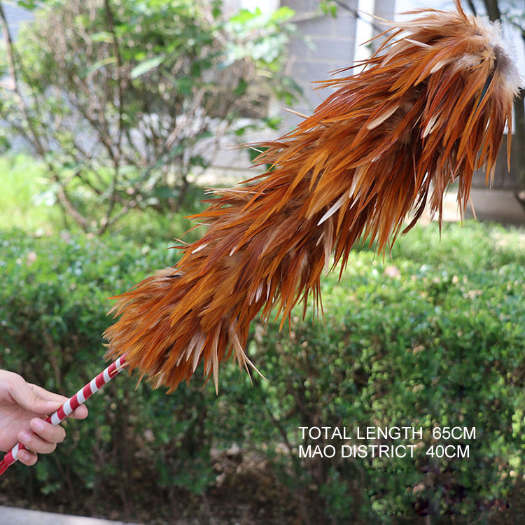 red bamboo handle wrapped with leather back hair brush 65cm