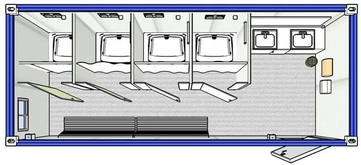 Xh Wellcamp Mobiele Badkamer Met Volledige Sanitaire Waren Luxe Draagbare Container Toiletdoos