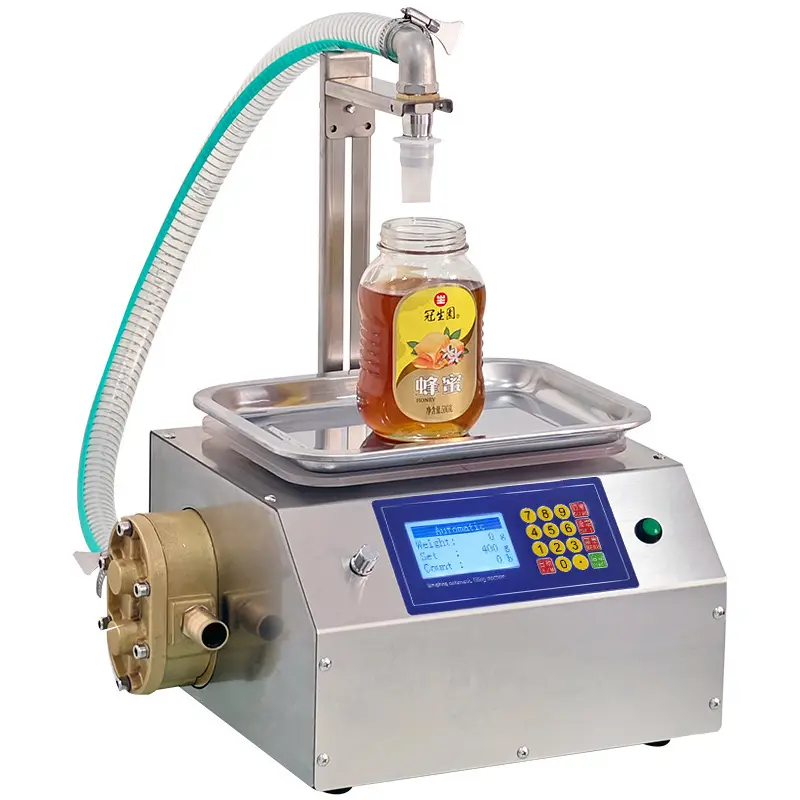 TEBAK 500 mL Machine de remplissage de lait liquide au miel Vaporisateur d'huile comestible Pâte de sésame Petite machine de remplissage automatique de type banc